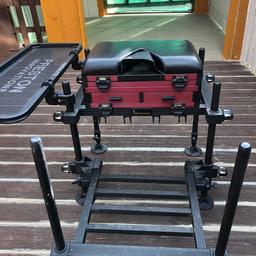 Browning seat box, 2 draws and 2 lift up tray /equipment compartments ..foot plate & Preston innovations side tray.. Good used condition.. any questions email or tx 07948384423 I’ll try to answer your questions.. thanks for looking.