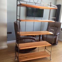 Metal and wood, 5 shelve bookcase.
182cm high x 106 cm wide x 32cm deep