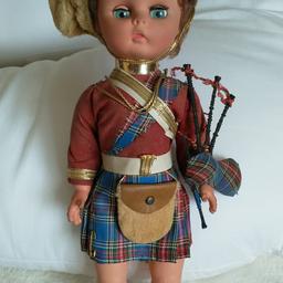 In excellent condition. It was given to my elderly mother as a gift when she was a child but has never been played with. Doll material I believe is a hard plastic. Complete with tartan clothes and bagpipes. Approximately 35cm tall. Cash on collection, thanks for looking.