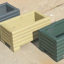 Choice of 26 colours
Hand made from 26mm tanalised decking
Made from brand new pressure treated decking board
Constructed with decking screws
Base/feet made from same decking wood
Can be made to measure.
sizes are approximate
 (L x W x H)
1. 30cm x 17cm x 15cm £17.99, painted = £23.99
2.45cm x 17cm x 15cm £22.99, painted = £28.99
3. 60cm x 17cm x 15cm £25.99, painted = £33.49
4. 90cm x 17cm x 15cm £33.99, painted = £42.99

contact me on 07557402434