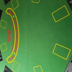 Table top poker table, with chip and drink holders, table top is in great condition slight wear & tear on the sides see pictures, folders away so easy to store when not in use