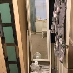 Hi,

Selling a used standing mirror.

White. 

No faults or marks. Excellent condition.

Redecorating so looking to sell.

Can not deliver so will need to be able to collect.

Any questions, ask. Open to sensible offers.

Thanks