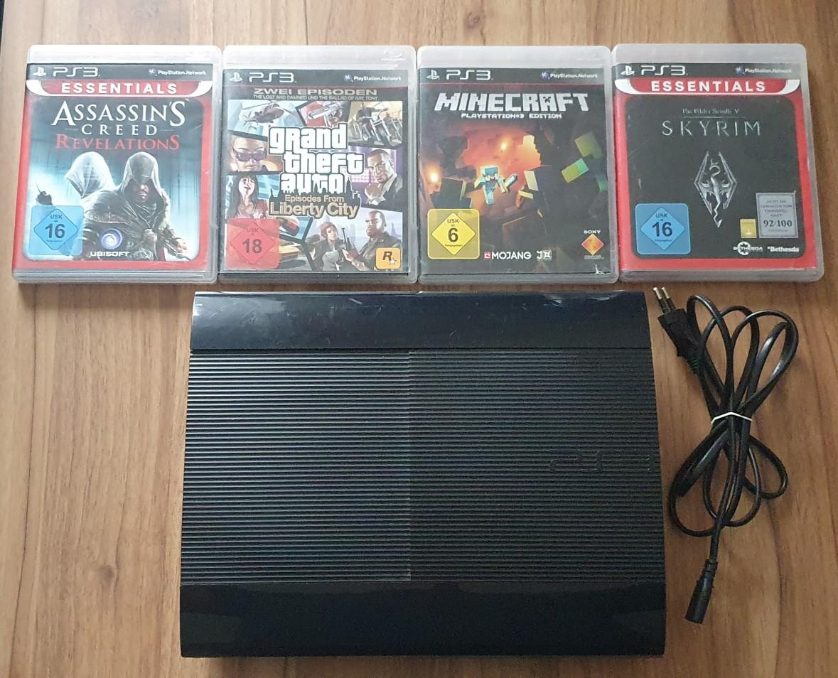 PS3 Super Slim 500GB + 4 Spiele in 15834 Rangsdorf