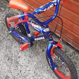 Magna Turbo Kids Bike
suitable for 4+
Good clean condition...front brake works perfectly..rear brake just needs a new brake pad.
Cash on Collection CO4