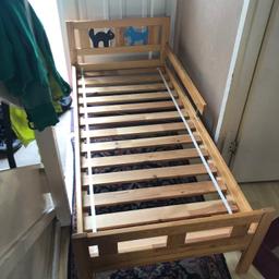 children’s bed

bedframe 166cm by 76cm.

mattress also included if you want it, free of charge.