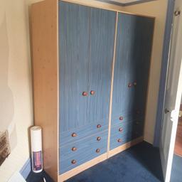 Fair condition bedside cabinet and 2 wardrobes
Buyer will have to dismantle themselves
Collection only
No returns