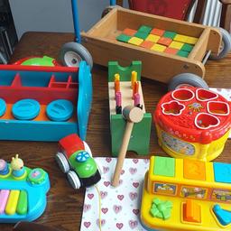 9 x kids or babies toys. all full working order. just need a clean. collection only from long eaton ng10 just off junction 25 of the m1. plastic skittles set peppa pig keyboard plus elc and vtech toys plus Walker with wooden blocks. grab a bargain.