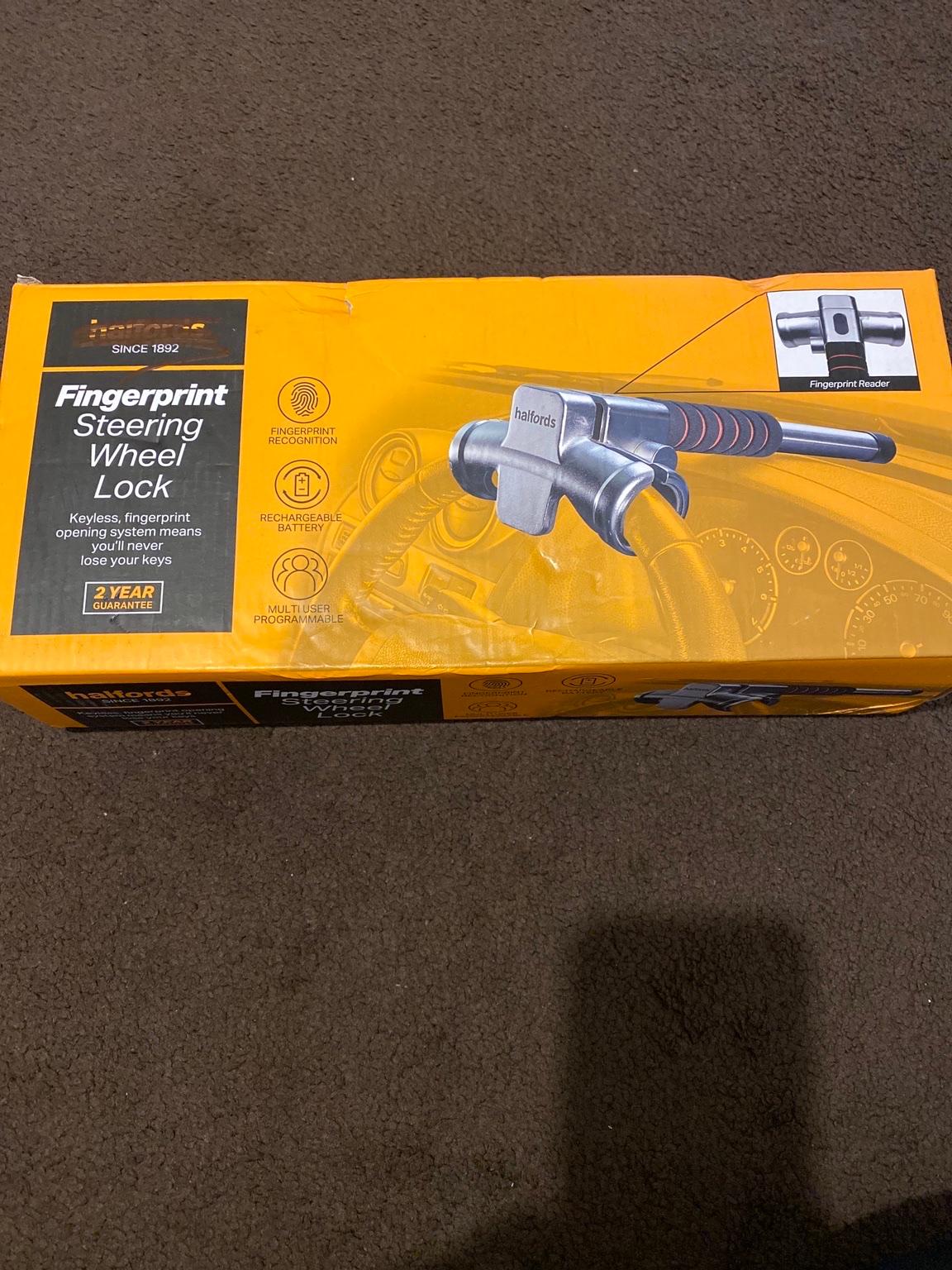 Halfords fingerprint steering wheel lock in BB1 Blackburn for £28.00