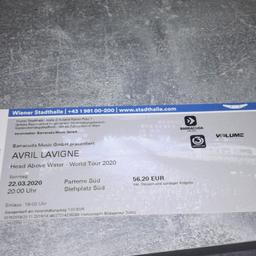 Verkaufe 2. Avril Lavigne Konzert Karten für den 18. März 2021! 

Da ich nächstes Jahr leider nicht teilnehmen kann, muss ich meine Karten schweren Herzens verkaufen! 

Beide Karten zusammen für 110€

Übergabe bis Graz,
bei Versand können wir uns noch austauschen :)