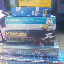 2× Stanley Junior kit
Police Helicopter (Lego)
Kids lab Illusion Science
Kids lab animation Praxinoscope
Avenger Assemble ( Storybook,Coulering book,50 Stickers,2 posters in 1,4 felt tip pens)
Marvel Sticker book
Bob the builder book and DVD
2× Star wars annual 2019
Spider man 1000 stickers