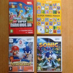 4x Wii Super Mario / Sonic games -

- Super Mario Bros
- Super Mario Maker
- Mario & Sonic at the Olympic Games
- Sonic Colours

£20 all 4.