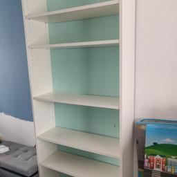 IKEA billy bookcase. Need gone asap.

Back board has been painted duck egg blue but this can easily be re-painted to whatever colour.

We had a WiFi point connected to the side so there will be a few very small screw holes on the left side (photo attached) but these could be filled with wood filler. Otherwise, good condition and sturdy.

Collection Swanley. No time wasters please.