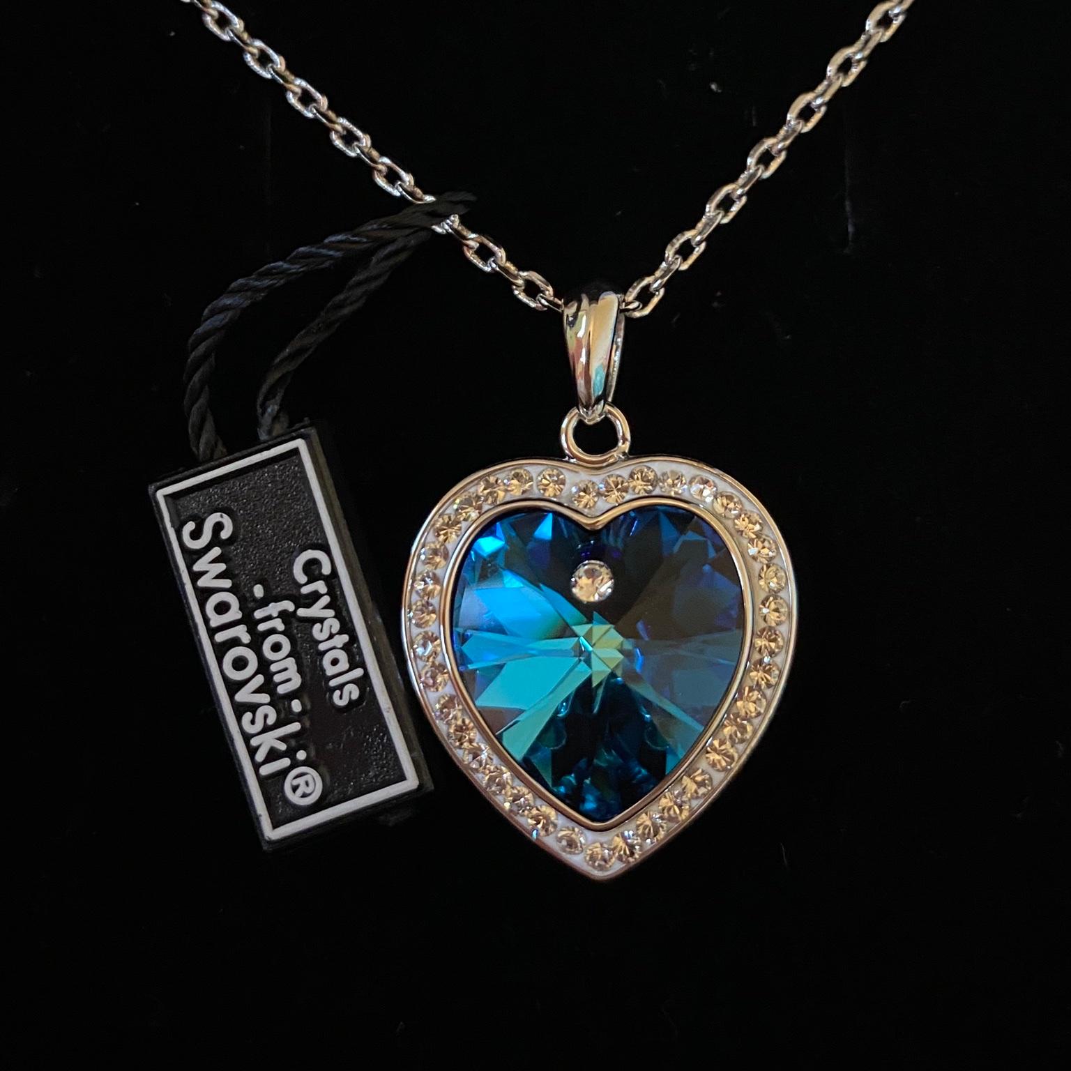 Warren James Swarovski Blue Heart Necklace Swarovski Heart