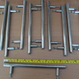 Replacement kitchen door handles st steel tubular style, measurement shown, used but in great condition with screws