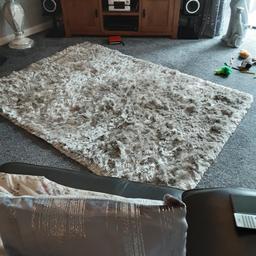 Large shag pile rug, 150cm x 200cm, very heavy, silver grey from Next