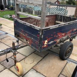 Selling my 6ft x3ft3” trailer with leaf springs, replacement jockey wheel,nearly new tyres, Alloy bottom,Dropping tail gate, H frame and a recent new hitch. I have used it to help do the house up and it’s perfect for tip runs or lugging sand or soil, I have no room anymore for it and it needs a few bits now as the wood could do with replacing or patching and ocasionaly the wheel makes a squealing noise but it has never bothered us and tows really well. Viewing and Collection from S72 Shafton.