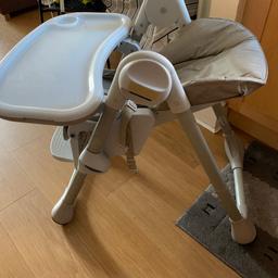 Chicco polly high chair complete with newborn cuscino and fully recliner seat back 
Extended feet rest and double tray table 

Free collection in w3 or the buyer can send the delivery man for collection

Feel free to see my other items