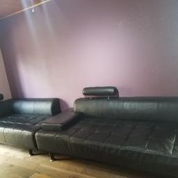Comes with 4 pieces: 2 long 3 seaters and 2 1 seaters.
in good condition. however on one of the sofas there is a tear in the leather and on the long sofa the corner of it has sunken.
collection only