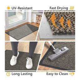 INSIDE & OUTSIDE DOOR MATS: Use as indoor door mat or as an exterior door mat for an entryway, patio, stoop, threshold or porch. Best outside, inside door mat to prevent dirty, muddy messes from tracking through the home.

CATCHES DIRT, EASY TO CLEAN: The ultimate dirt trapper door mat, our dirtcatcher doormat powerfully traps dirt so that it doesn't end up on your floors or in your carpets. Mats washable by hand in water with 30° temp.

HIGHLY ABSORBENT, NON-SLIP