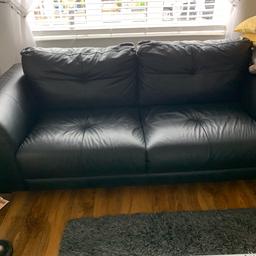 Large 2 seater setter and 2 chairs real leather reason for sale moving home pick up only bury Manchester viewings welcome please message me