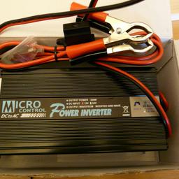 Micro Control Power Inverter

Brand new in box, never used, a Micro Control Power Inverter DC, output 300w. DC input 12v 24v, output Wave form modified Sine Wave.

 Ideal for Caravans, Campers or to power up Mobiles, Laptops, Power tools etc.
Complete with jump leads for car battery or in car cig lighter plug.

Local buyers are welcome to collect in person. or can be posted for £4 p&p costs once payment has cleared,