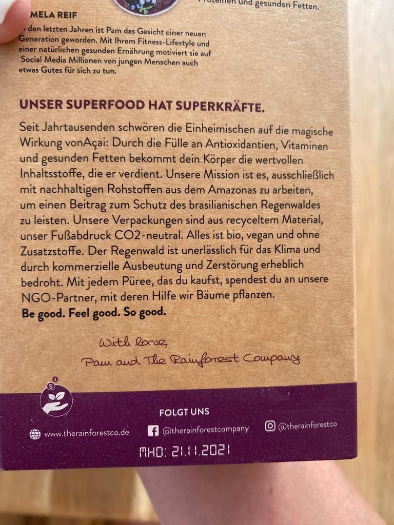 Pamela Reif Bio Acai Püree in 9905 Obergaimberg für 24,00 € zum Verkauf ...