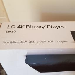 Blu-ray 4K player
Ultra HD Blu-ray Disc 3D blu-ray Disc DVD CD Player. 
In perfect condition with remote and boxed hardly used