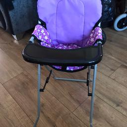 Dolls high chair
Washable cover
Good condition
Collection wordsley area