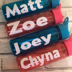 Personalised drinks bottles.
Ideal for school. Small £5 large £6. free delivery within 3 miles. Find me on Facebook and Instagram blossoms.designs2019. Thank you x