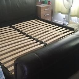 superking beautiful real leather sleigh bed frame only selling as it's too big for my bedroom
