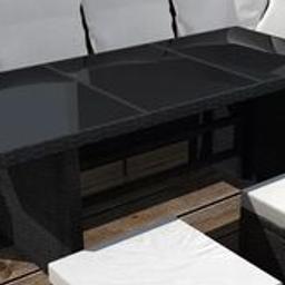 Tischplatte aus gehärtetem Glas,

Tischabmessungen: 120 x 70 x 65 cm (L x B x H),

Rattan-Farbe: Schwarz

Tisch ist noch verpackt

nur Selbstabholung