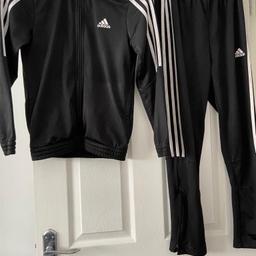Boys black Adidas jacket and joggers age 11-12. Good condition.