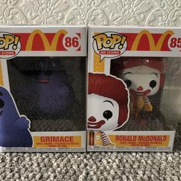 1 x Ronald McDonald pop and 1 x Grimace pop

Happy to sell as a pair or separately

£10 each or £18 for both plus £2.90 postage

Great condition and never removed from the box

Collection Monk Bretton S71 or happy to ship