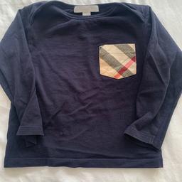 Genuine Burberry long sleeved T-shirt- 2 years/ small hole(I’ll send a pic if needed doesn’t effect wear I’ve only just noticed it taking pictures) (will defo fit smaller my little one is 17 months and it’s too small)