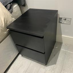 Two bedside tables Ikea dark brown, one slightly damaged but not visible from the eye view
Drawers working perfectly