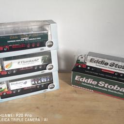 5 new boxed Stobart trucks
Excellent Chrstmas gifts,
1:76 diecast models
Rather pick up
Message and I will send more
I DO NOT USE SHPOCK WALLET FOR POSTING.
 information.
Collection DA175EF