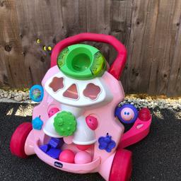 For sale Chicco babywalker. Shape sorted and music function. Fully working order and in excellent condition. Collection only from smoke and pet free home. Sale now £5.