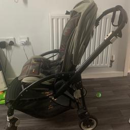 Bugaboo bee 3 all black Frame pram with khaki canopy with rain cover & cup holder.
In very good condition, never used much due to having a car.

(Diesel lining sold)
PICK UP ONLY