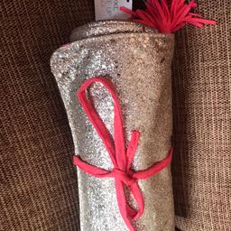 Gold glitter & coral makeup bag new with tags