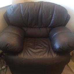 BROWN Leather Sofas
3 Seater
2x Armchairs FOR SALE

NO REFUNDS
Collection only!!

Selling due to being too big for new home.
Give your best price please, we want it gone ASAP