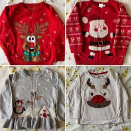 3 Christmas jumpers - 2 red 1 grey
3 Christmas dresses
1 Christmas top