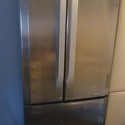 double fridgefreezer and large double pull out draws large great family freezer frost free and all working still using at moment only moving house and it will not fit in new kitchen 
stainless steel