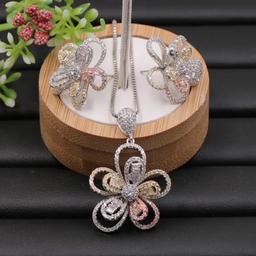 Very high quality micro-paved zircon stones jewellery set do-not loose colour 
Earrings 
Pendant 
Chain full set  no offers please