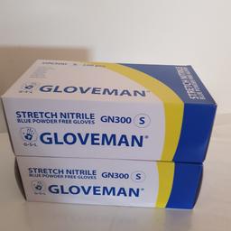 SMALL SIZE
Brand new sealed
Gloveman brand 2 boxes 
Stretch nitrile
blue powder free
200 pcs each , 400 in total.
PPE
