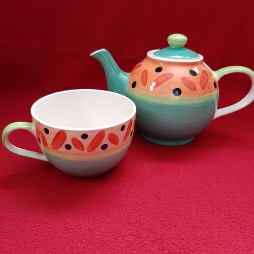 Buy & Sell Warwickshire Nuneaton and Bedworth - Photos for Large Tea Pot and Cup Mug orange green