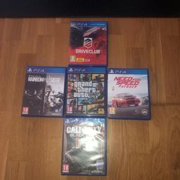 150kr styck
Rabinow sig siege
GTA 5
Driveclub
Black ops 3
Need for speed payback
Allt 600