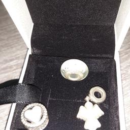 2 pandora charms and 1 angle link .1 heart shape and other marble white .3 lovely items ..an a bargain too !!!
