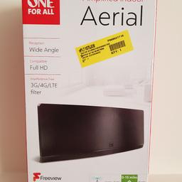 One for All modern Slim tv aerial for indoor Digital
aerial can be used with freeview products too. Brand is One for All. very good used condition doesn't affect function. original box included