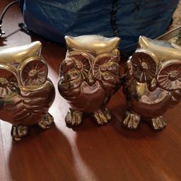 X3 silver decorative owls