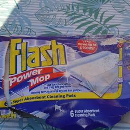 Box damaged but contents fine. There is 6 pads in the box..Theres 2/3L bottle of powermop lemon floor cleaner..